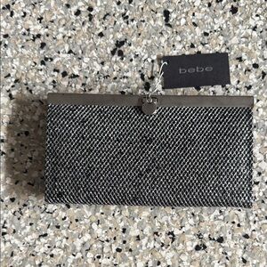Bebe Silver Mesh Clutch
